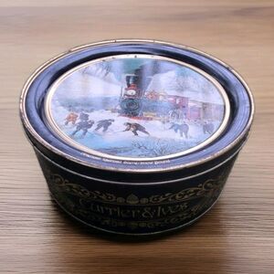Vintage Currier & Ives American Railroad Scene Snow Bound Train Round 10" Tin